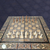 3 in 1 Marquetry Game Table, Chess, Backgammon, and Cards