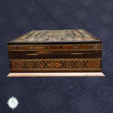 Marquetry Square Jewelry Box Inlaid with Mother of Pearl