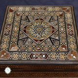 Marquetry Square Jewelry Box Inlaid with Mother of Pearl