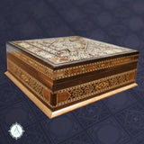 Marquetry Square Jewelry Box Inlaid with Mother of Pearl