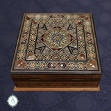 Marquetry Square Jewelry Box Inlaid with Mother of Pearl